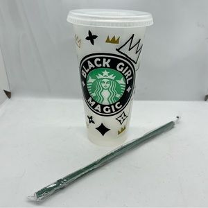 Custom Starbucks Venti Cold Cup BLACK GIRL MAGIC Basquiat Crowns NWT